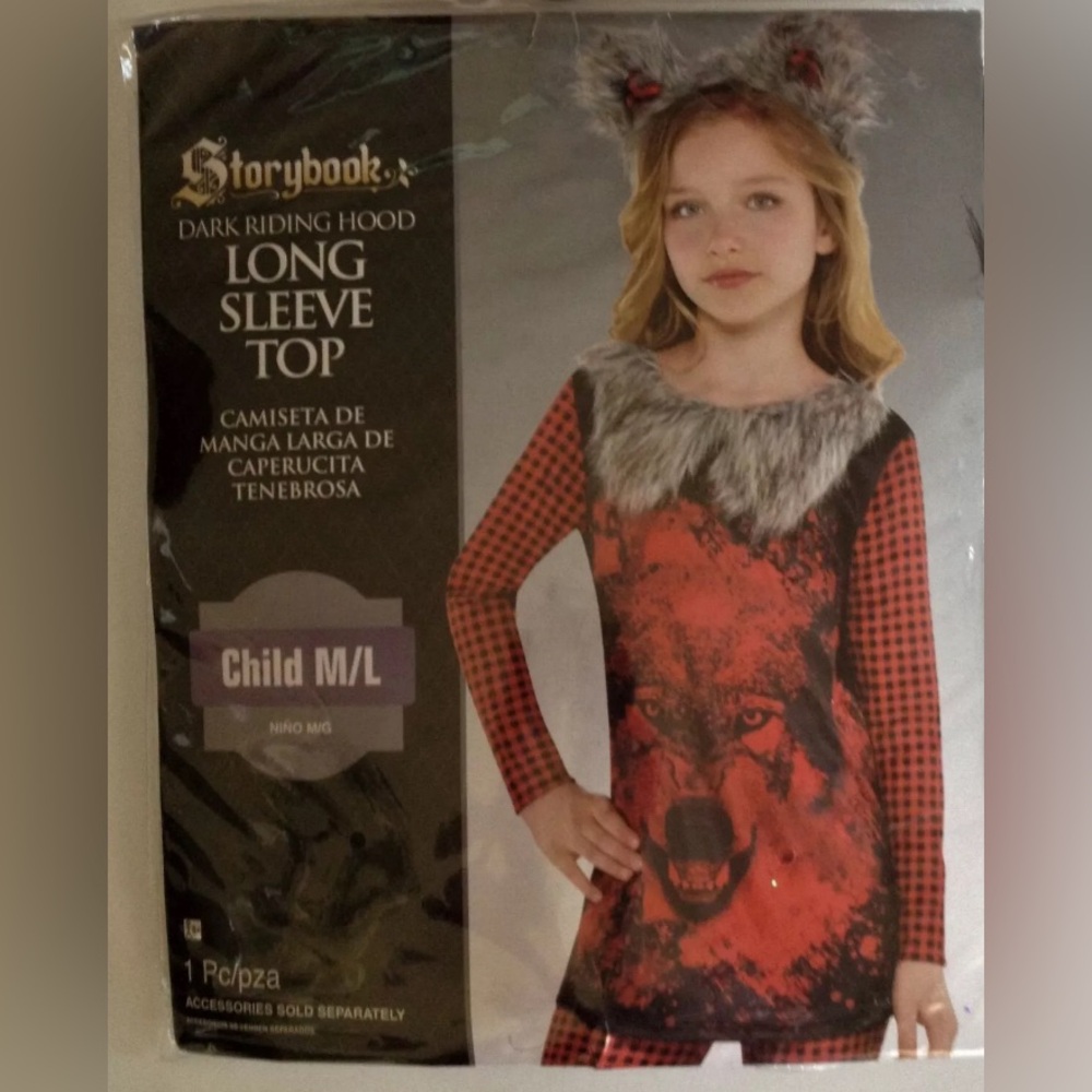 NWT Girl StoryBook DARK RIDING HOOD Wolf COSTUME TOP